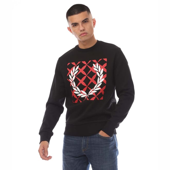 Graphic Cross Stitch Crewneck Sweatshirt