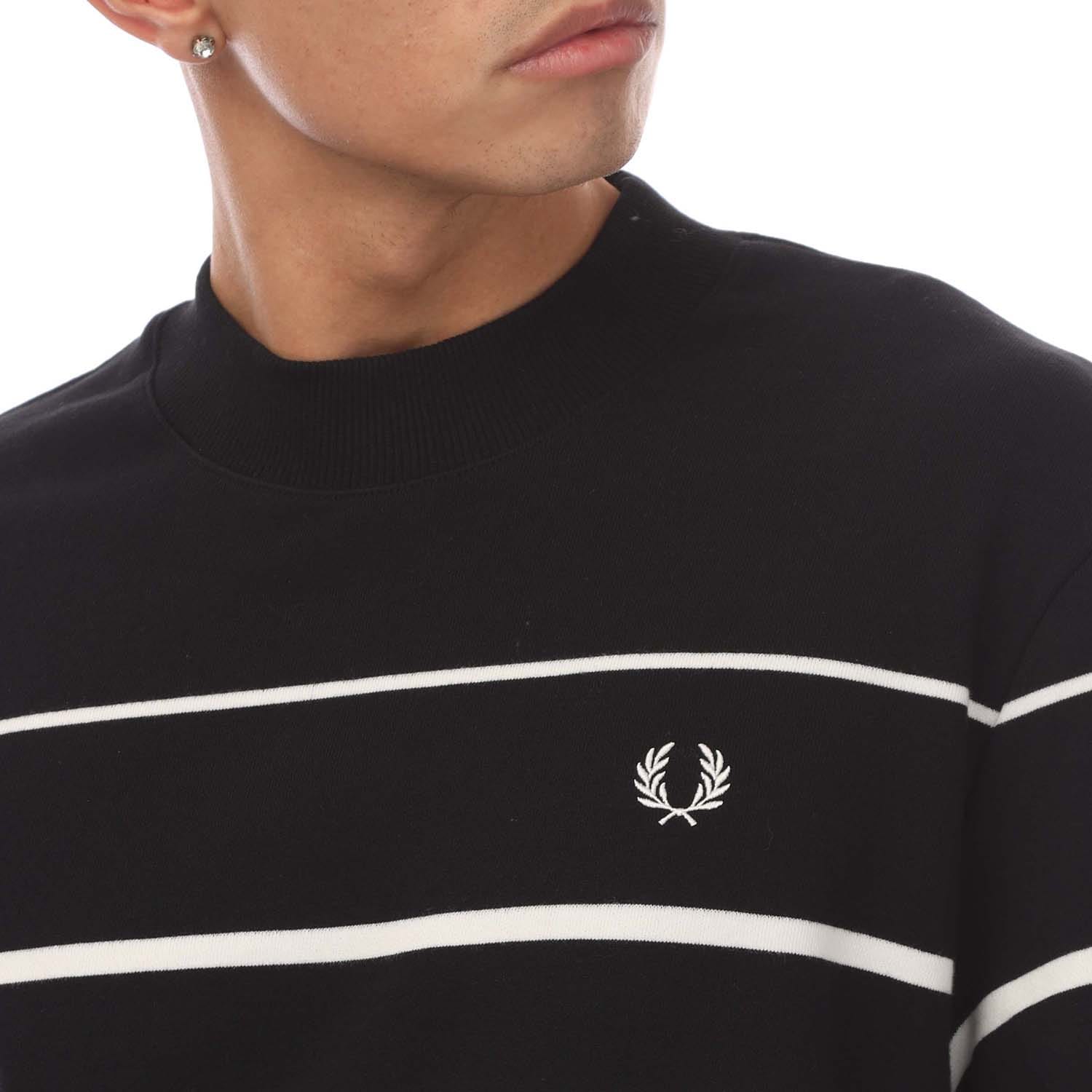 【FRED PERRY】 Striped Trim Sweatshirt  R5523 Fred Perry striped trim hoodie in black | ASOS