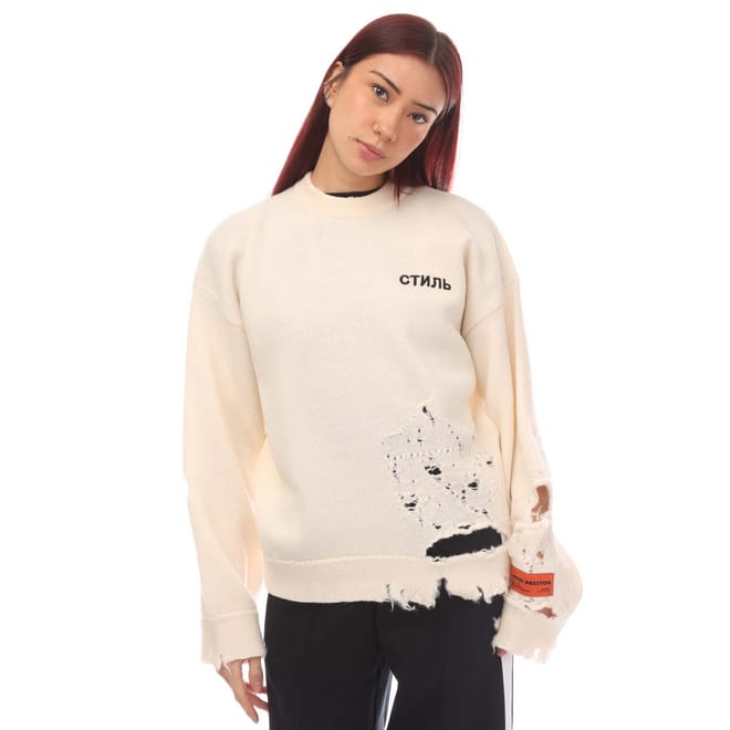 Shredded Knitted Crewneck Sweater