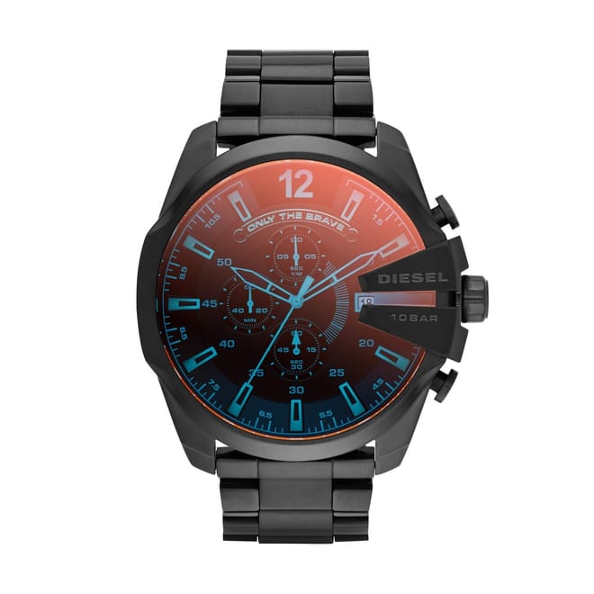 Mens Mega Chief Chronograph Black Stainless Steel Watch Dz4318