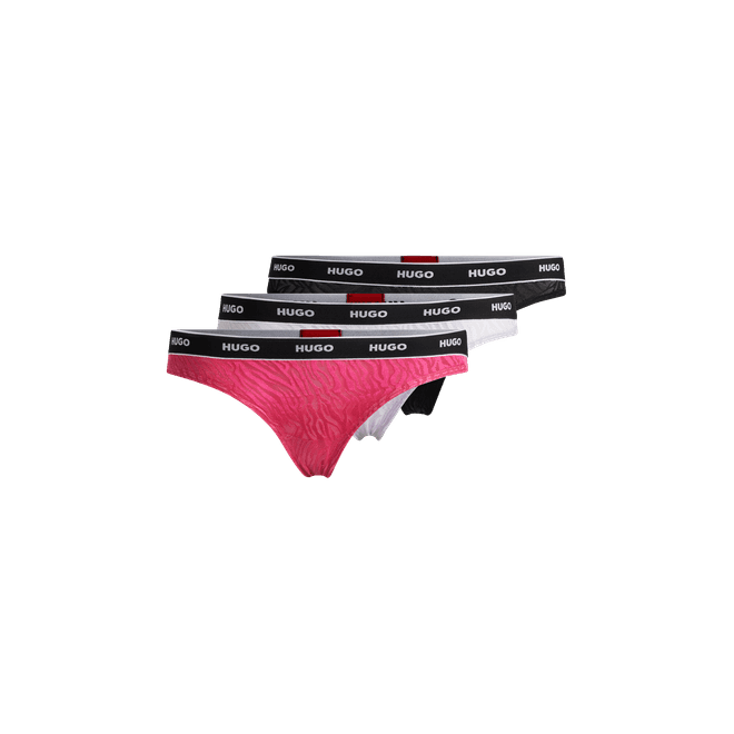 3 Pack of Animal Patterned Lace Thongs