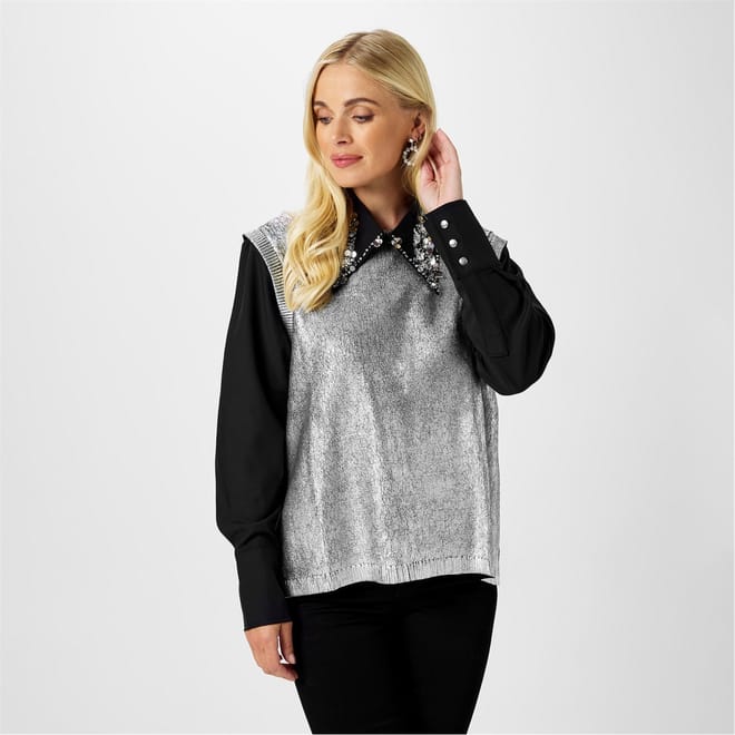 Embellished Collar 2in1 Jumper