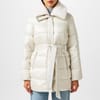 Faux Shearling Trim Belted Down Coat