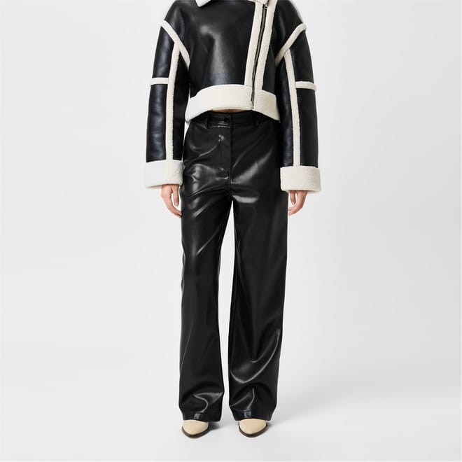 Faux Leather Straight Leg Trousers