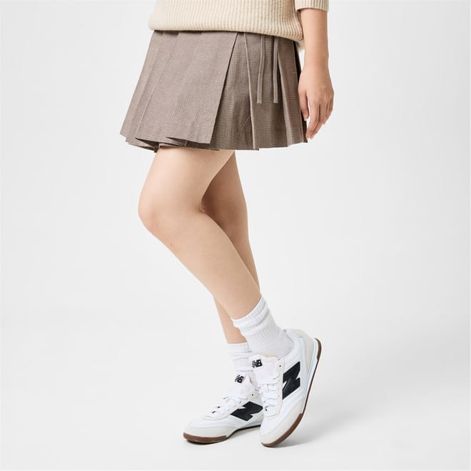 Pleated Mini Plaid Skater Skirt