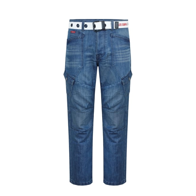 Mens Belted Cargo Jeans