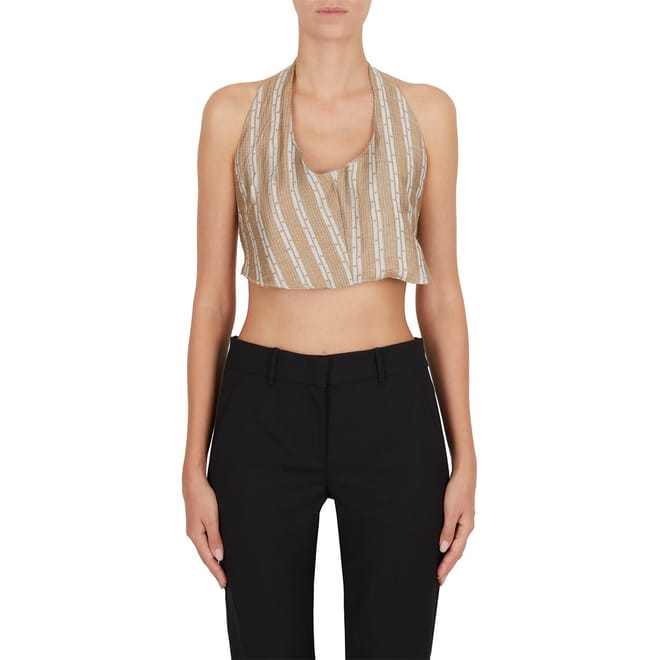 Stripped Halter Cropped Tank