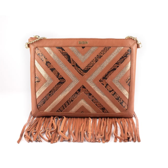 Leather Fringe Chevron Pouch