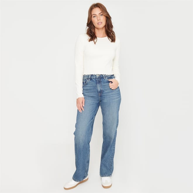 Cropped Crew Neck Rib T-Shirt