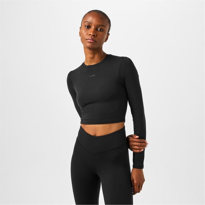 Womens Pro Ls Crop Tee