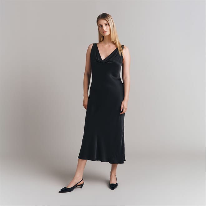 Olive Cowl Neck Midi Slip Dress