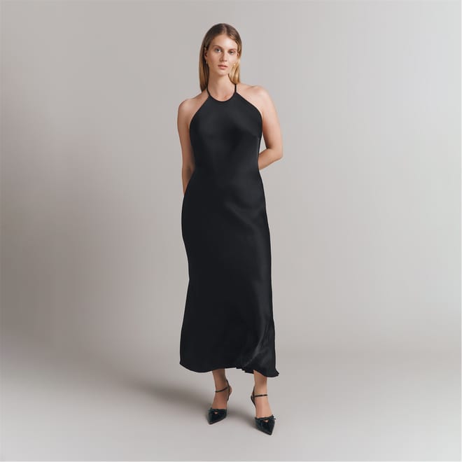Halter Neck Midi Slip Dress