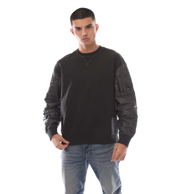 Diagonal Raised Fleece Quilted Crewneck Sweatshirt