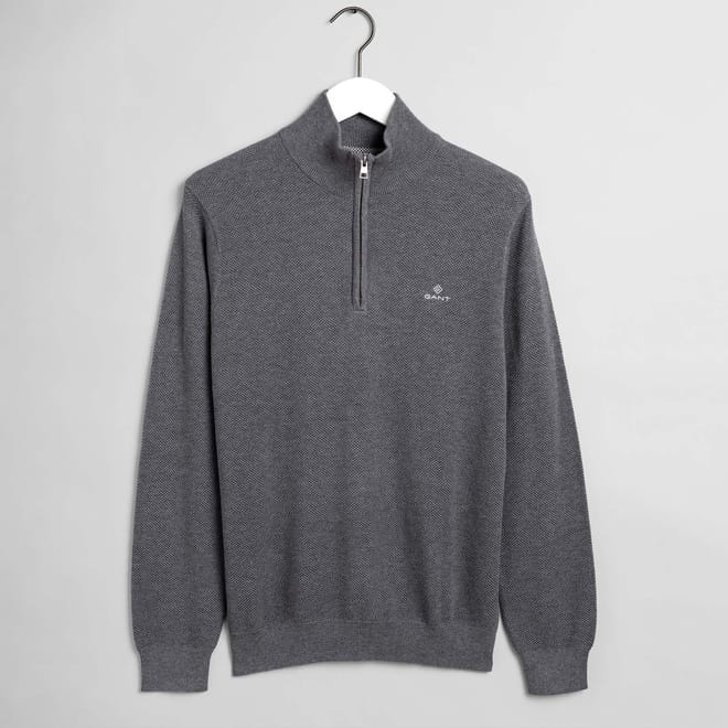 Cotton Piqué Half-Zip Sweater