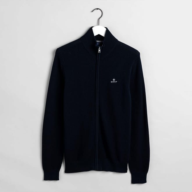 Cotton Piqué Zipped Cardigan