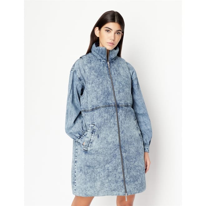 Denim High Neck Relaxed Fit Jacket