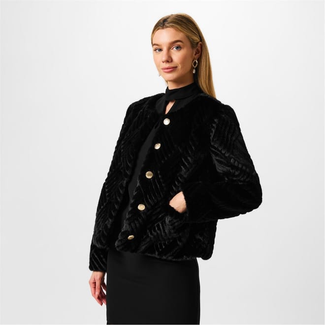 Clipped Faux Fur Jacket