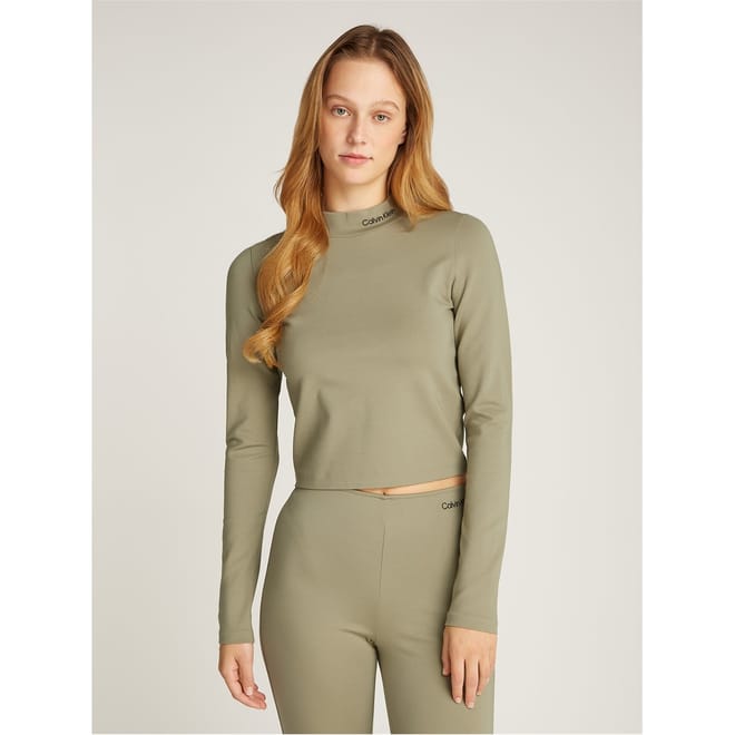 Logo Cropped Mock Neck Sweater