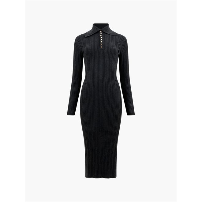 Mari Collared Neck Midi Sweater Dress