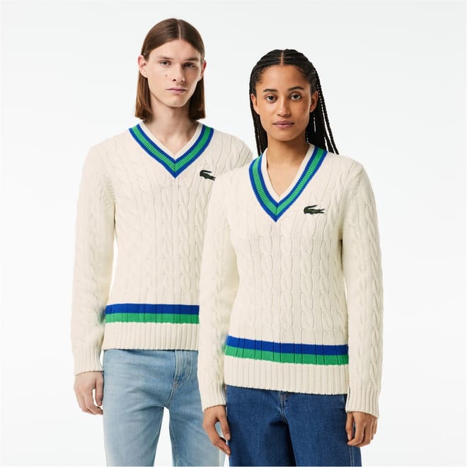 V-Neck Cable Knit Sweater