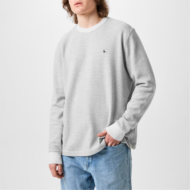 Long Sleeve Waffle Crew Neck T-Shirt