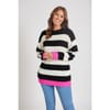 Stripe Relaxed Fit Crew Neck Sweater