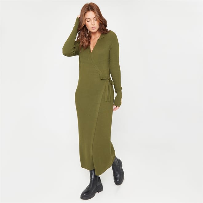 You V-Neck Midi Wrap Dress