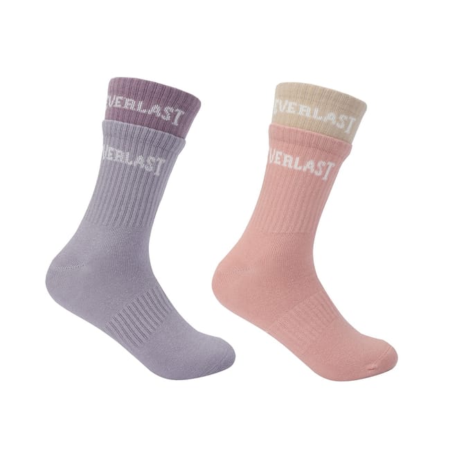 2 Pack Rib Lettering Crew Socks