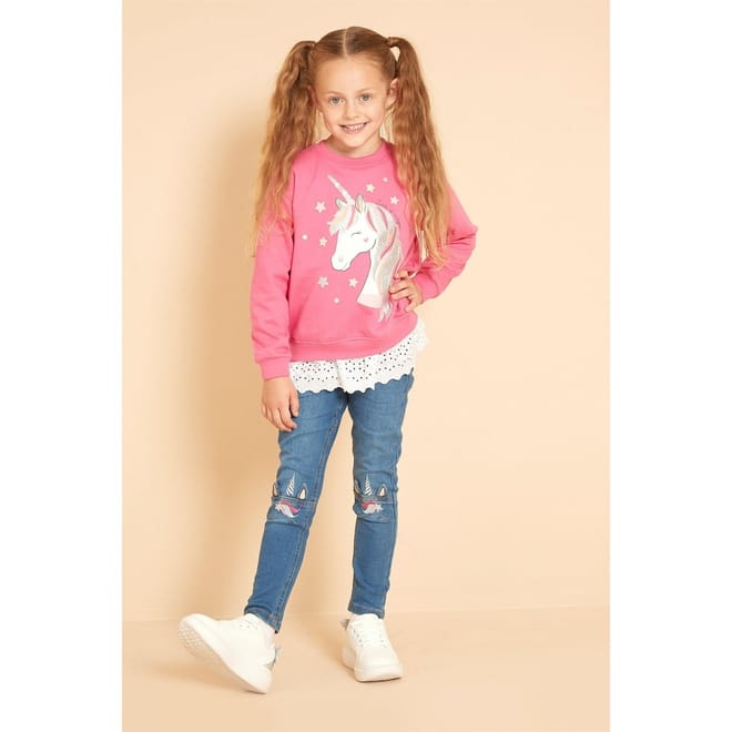 Girls Unicorn Sweatshirt And Jegging Set