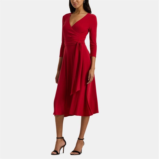 V-Neck Midi Jersey Dress