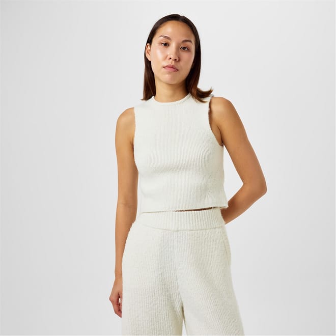 Knitted Cropped Crew Neck Tank