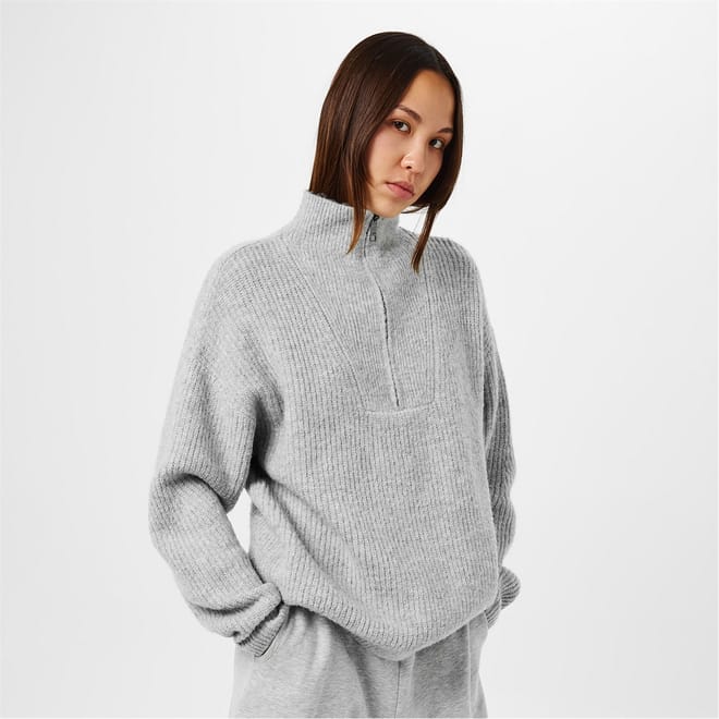 High Neck Zip Knitted Jumper