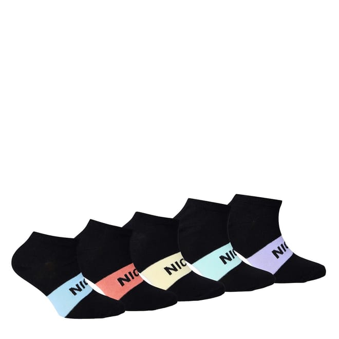 5 Pack Lettering No Show Socks