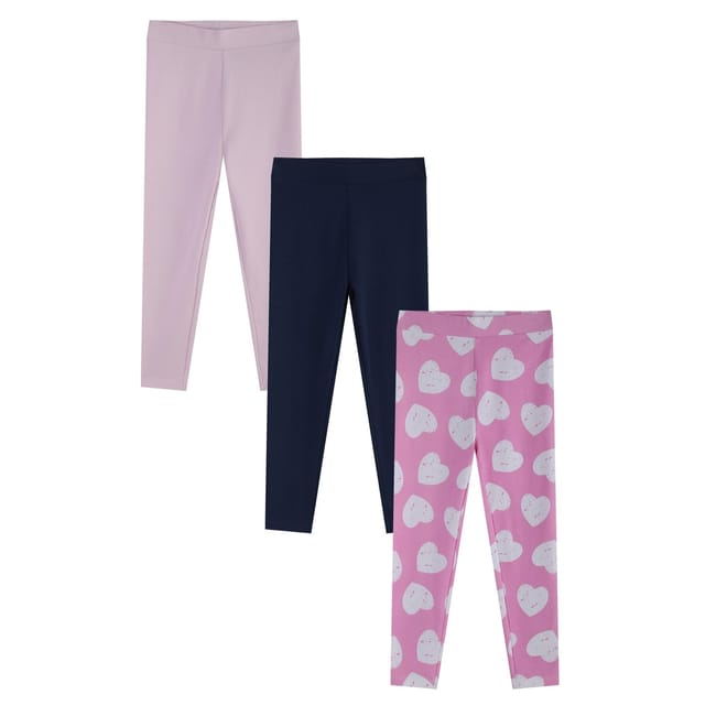 Younger Girl 3 Pack Heart Leggings