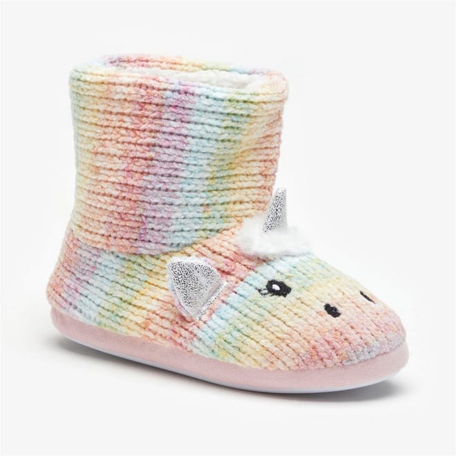 Girls Unicorn Rainbow Booties