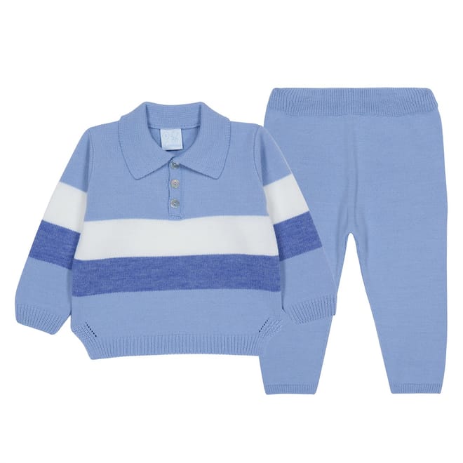 Collared Neck Long Sleeve Sweater Set