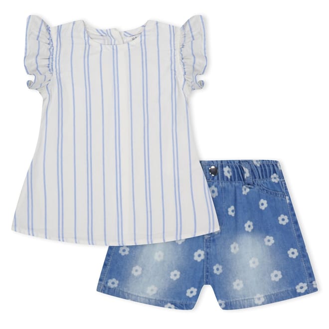 Frill Print Crew Neck Short Sleeve T-Shirt and Short Set
