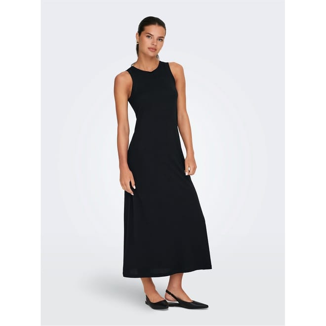 May Logo Print Crew Neck Maxi A-Line Dress