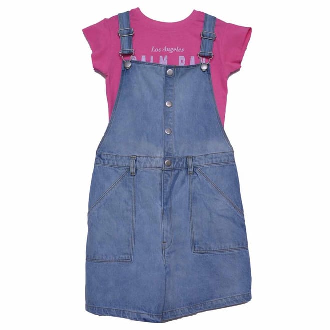 Older Girl T-Shirt And Short Dungaree