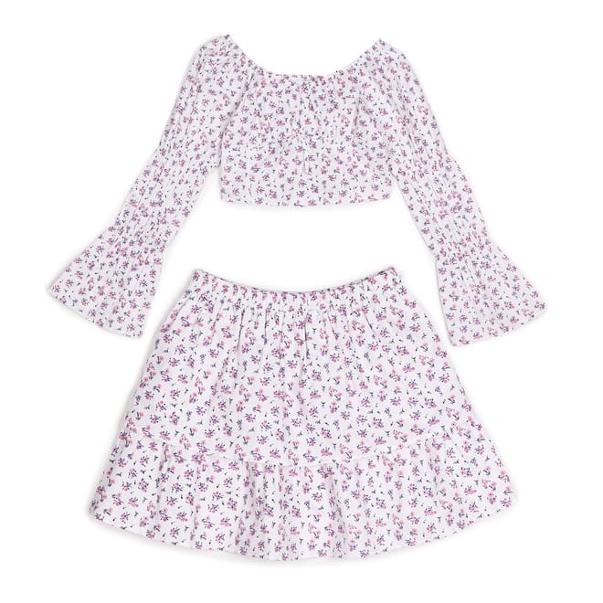 Older Girls Floral Crop Top  And  Skirt