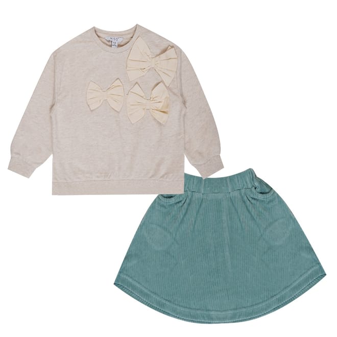 Bow Top and A-Line Skirt Set