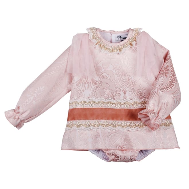 Jacquard Crew Neck Long Sleeve Blouse and Short Set