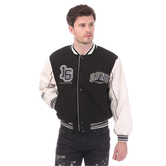 Varsity Relaxed Fit Rib Crew Neck Varsity Jacket
