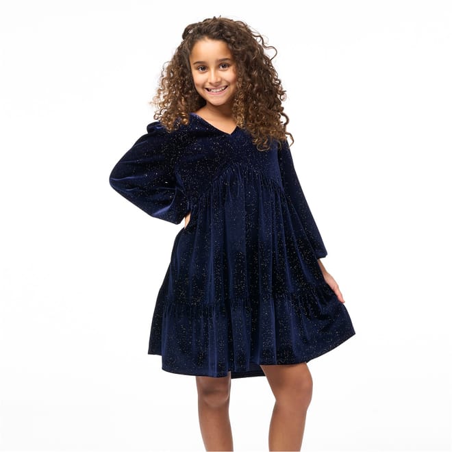 Girls Velvet Glitter Dress
