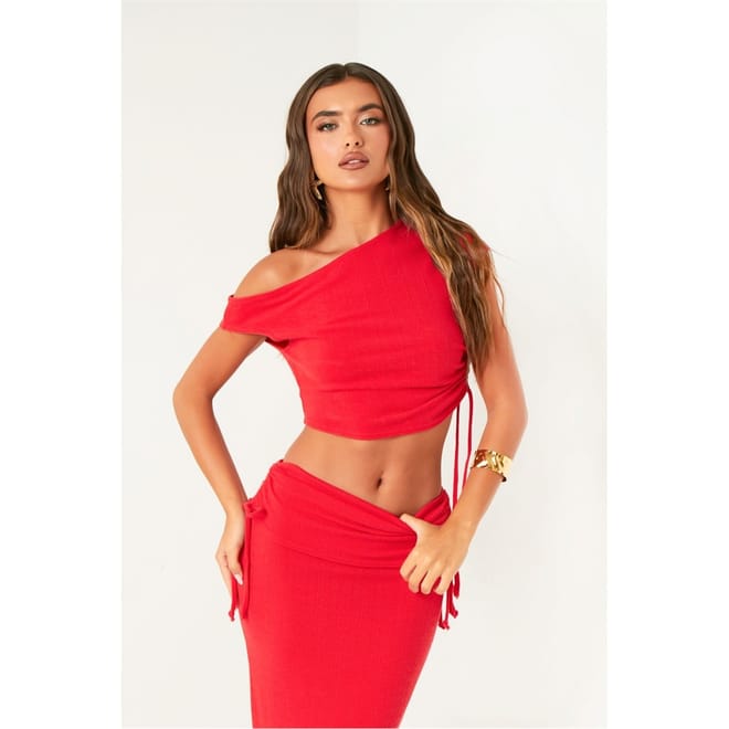 The Shoulder Ruched Crop Top