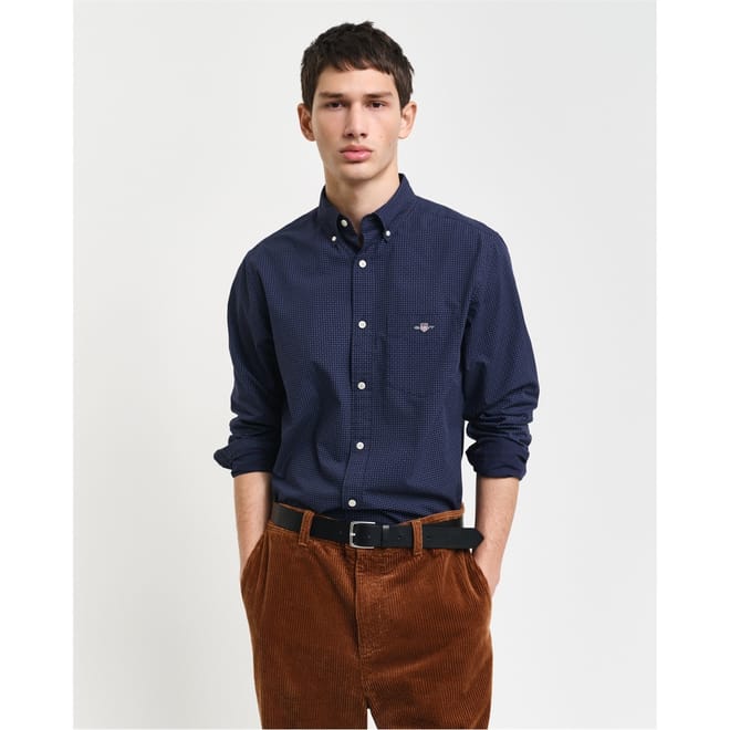 Micro Print Long Sleeve Regular Fit Shirt
