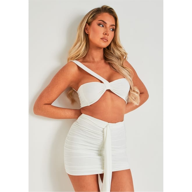 Double Layer One Shoulder Crop Top