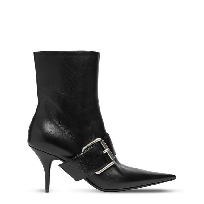 Knife Buckled Leather Ankle Boots