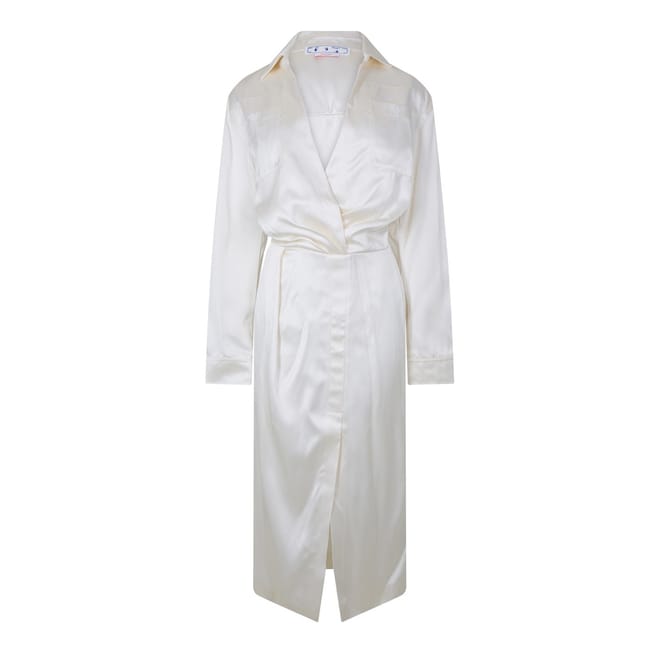 Chine Satin V-Neck Midi Wrap Dress