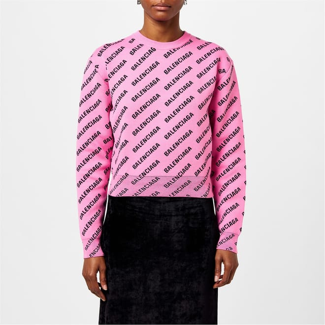 Logo Jacquard Cotton Blend Crewneck Jumper